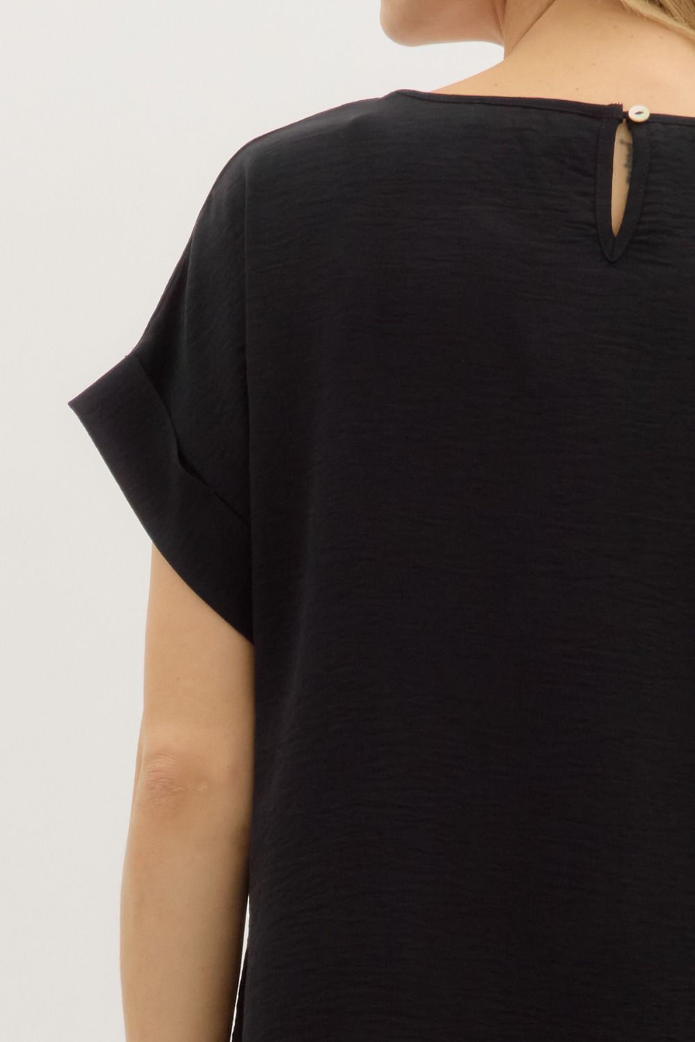 ENTRO INC Women's Top 1 - need pics of camel - Round Neck Short Sleeve Roll-Up Top