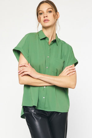 ENTRO INC Women's Top ARTICHOK / S Solid Button Down Collared Top || David's Clothing T21244