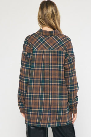 ENTRO INC Women's Top Checkered Button Up Flannel || David's Clothing