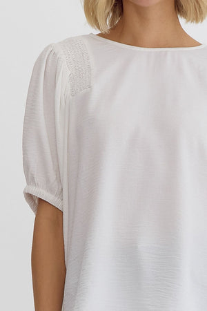 ENTRO INC Women's Top Solid Round Neck Half Sleeve Top || David's Clothing