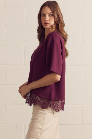 ENTRO INC Women's Top Solid Short Sleeve Knit Top