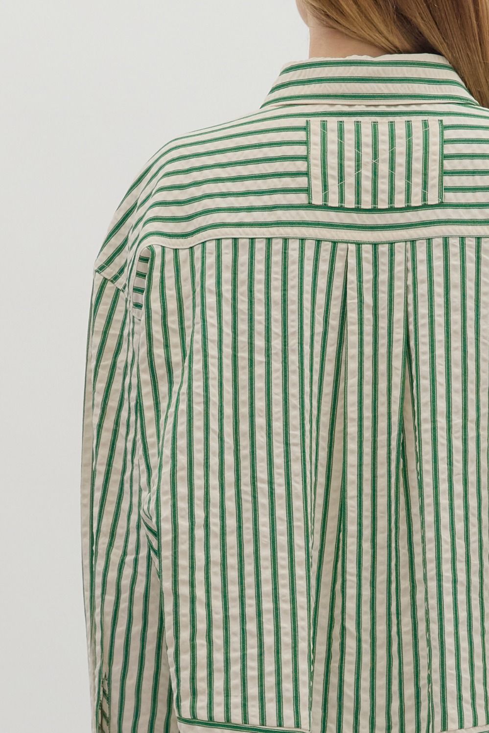 ENTRO INC Women's Top Textured Striped Long Sleeve Button Down Collar Shirt