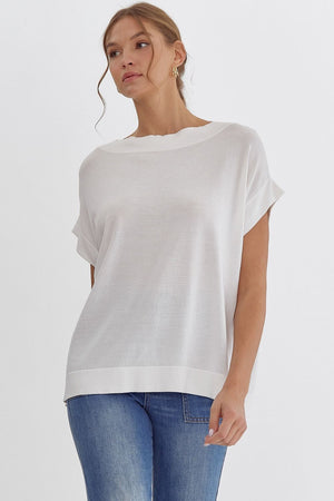 ENTRO INC Women's Top WHITE / S Solid Dolman Sleeve Top || David's Clothing T21028