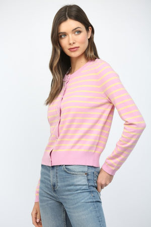 FATE BY LFD Women's Sweaters Stripe Button Closure Cardigan