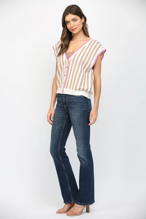 FATE BY LFD Women's Sweaters Stripe Pattern V-Neckline Sweater Vest