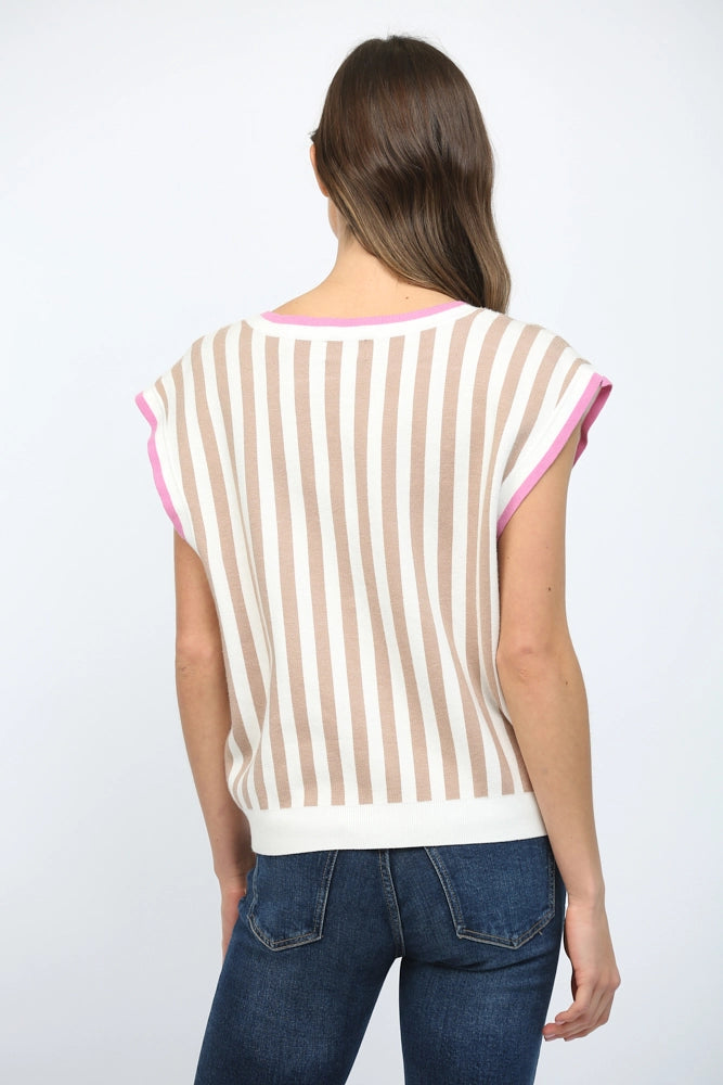 FATE BY LFD Women's Sweaters Stripe Pattern V-Neckline Sweater Vest