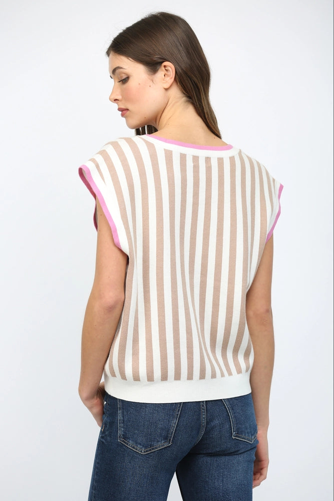 FATE BY LFD Women's Sweaters Stripe Pattern V-Neckline Sweater Vest