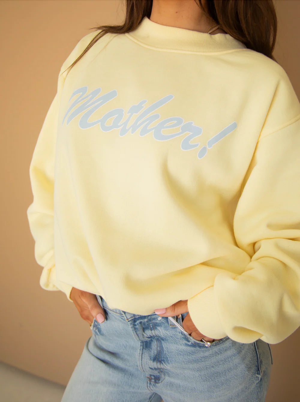 FRIDAY AND SATUR Women's Sweatshirt Friday + Saturday Mother Mockneck Butter Yellow