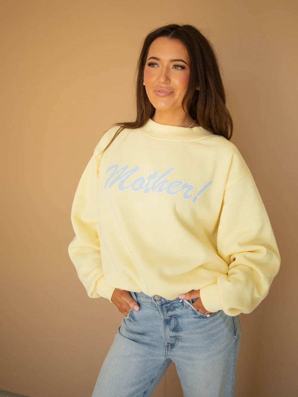 FRIDAY AND SATUR Women's Sweatshirt Friday + Saturday Mother Mockneck Butter Yellow