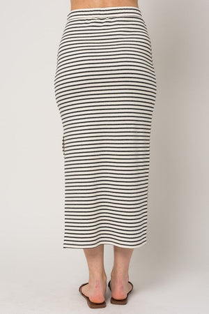 Gilli Clothing Women's Skirts Waist Elastic Band With Side Slit Stripe Skirt || David's Clothing
