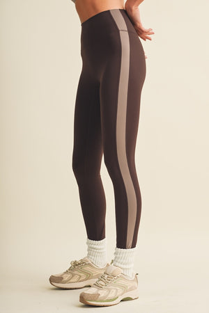 GLOWIE Women's Pants Side Contrast Block Legging