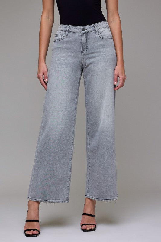 HIDDEN JEANS Women's Jeans Hidden Jeans Light Grey Clean Stretch Mid Rise Extra Wide Leg