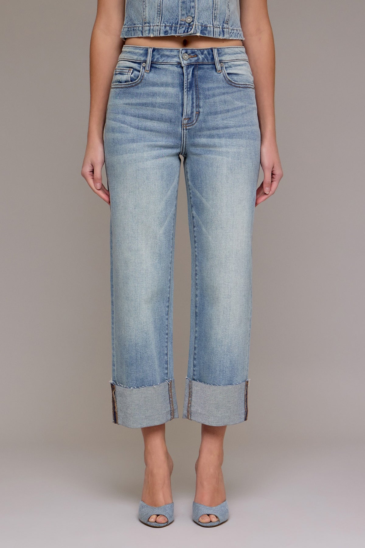 HIDDEN JEANS Women's Jeans Hidden Jeans Vintage Wash High Rise Cuffed Wide Straight
