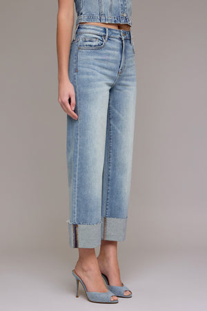 HIDDEN JEANS Women's Jeans Hidden Jeans Vintage Wash High Rise Cuffed Wide Straight