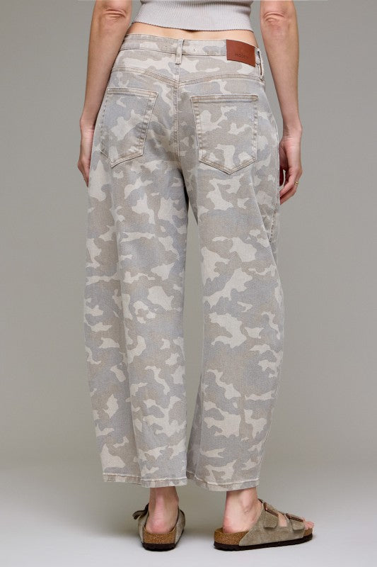 HIDDEN JEANS Women's Jeans Tan Camo Cropped Barrel Jean