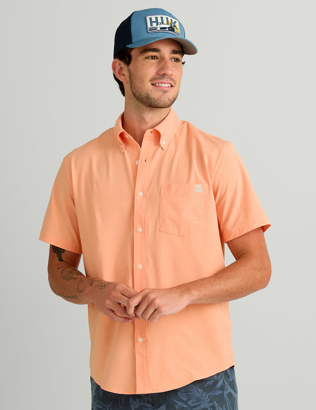 HUK FISHING Men's Sport Shirt CORAL REEF / S Huk Kona Button-Down H1500154818