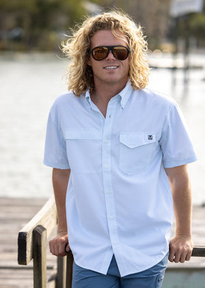 HUK FISHING Men's Sport Shirt Huk Tide Point Short Sleeve Button-Down