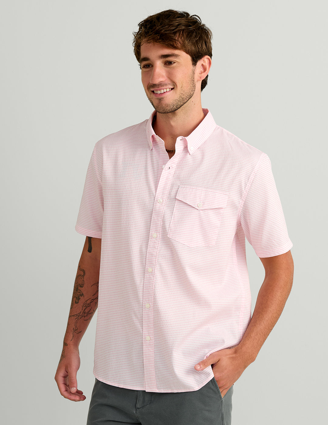 HUK FISHING Men's Sport Shirt CERULEAN / S Huk Chatham Seersucker Shirt H1500260423