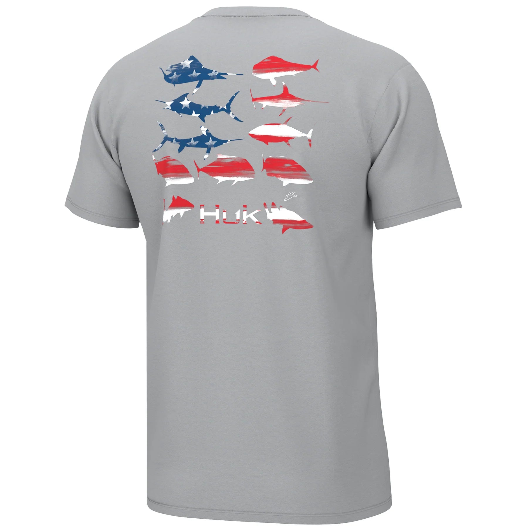 HUK FISHING Men's Tees HARBOR MIST / S Huk KC Flag Fish Tee || David's Clothing H1000415