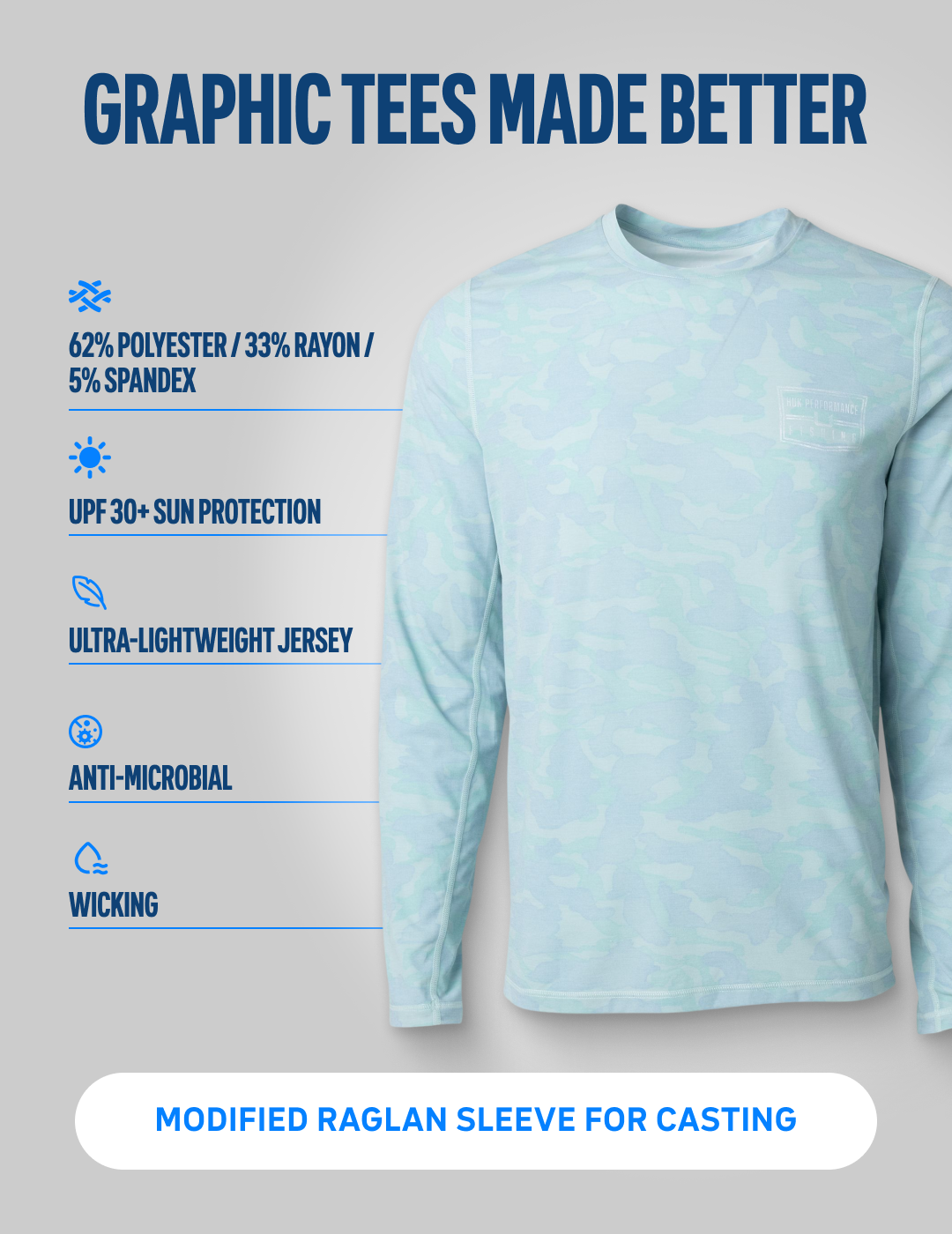 HUK FISHING Men's Tees Huk Drift Performance Hoodie Tee
