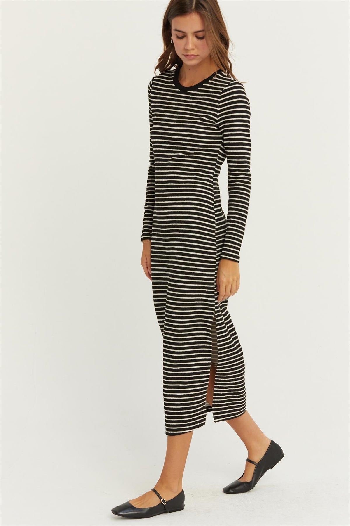 HYFVE INC. Women's Dresses Knit Striped Midi Dress || David's Clothing