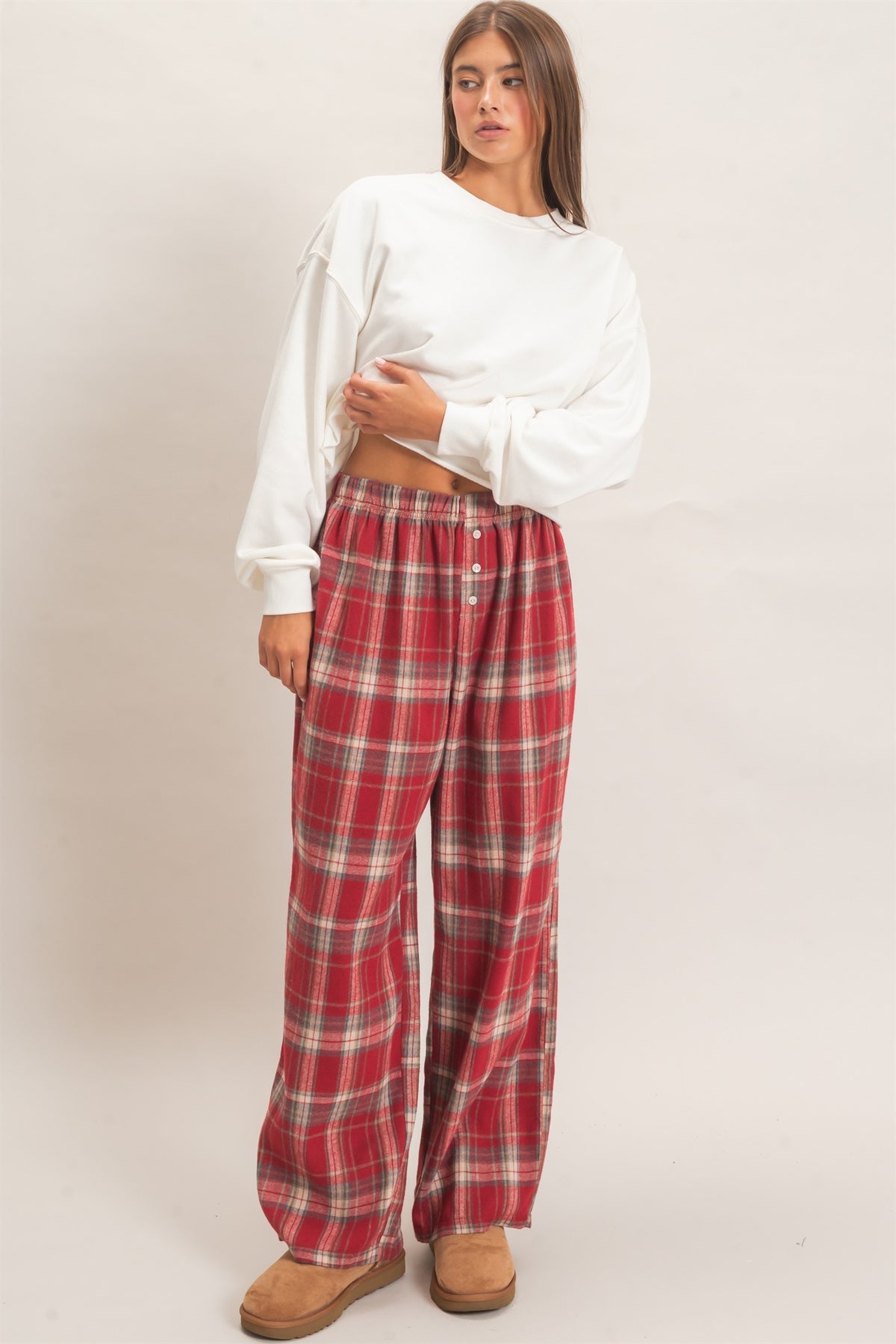HYFVE INC. Women's Pants Plaid Wide-leg Pants
