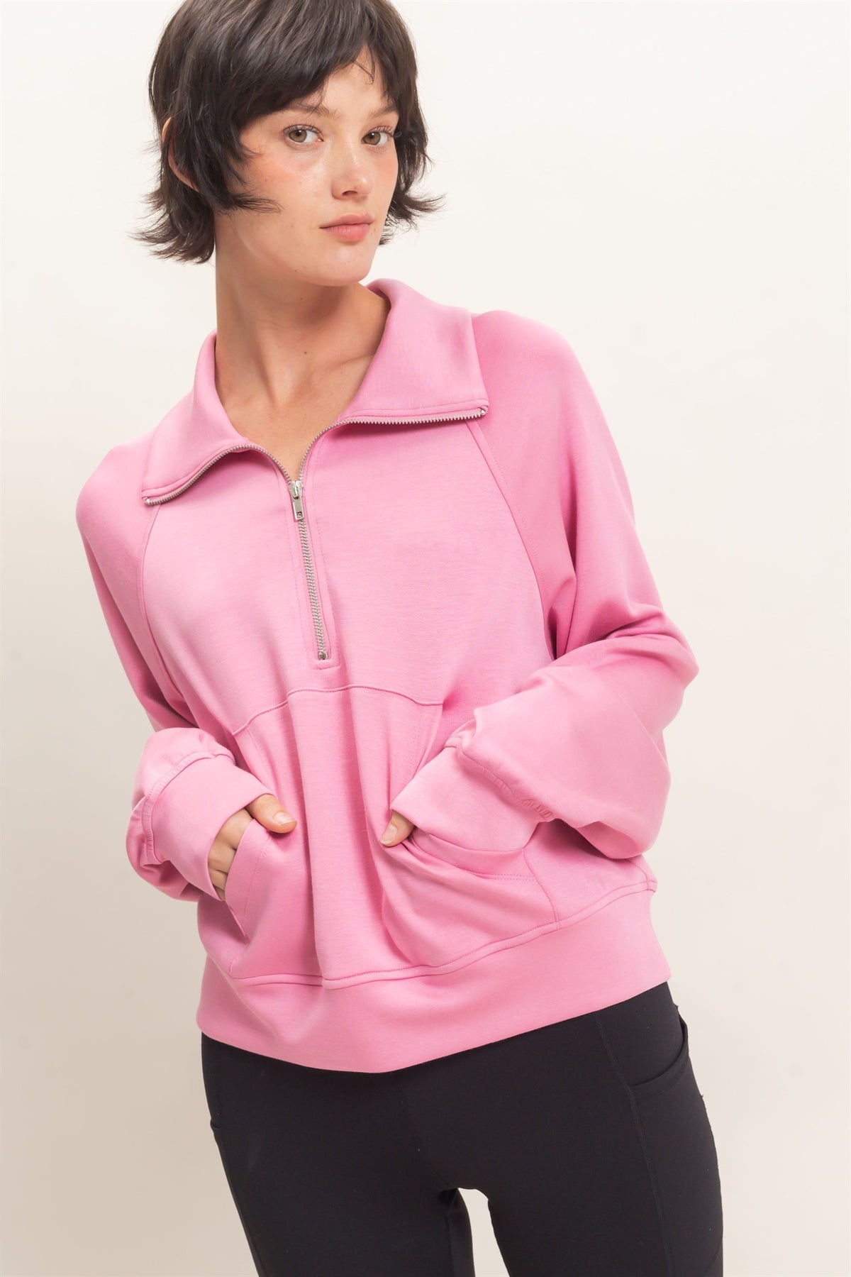 HYFVE INC. Women's Top Half-zip Collar Raglan Pullover