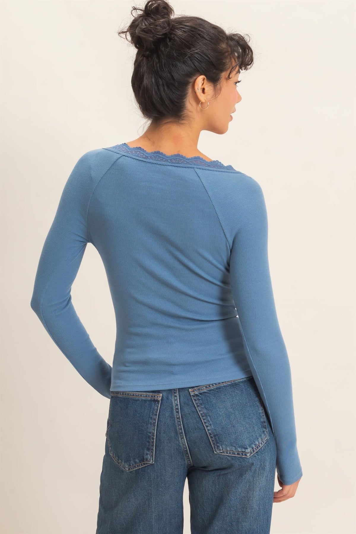 HYFVE INC. Women's Top Lace-trim Henley Top