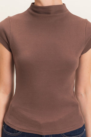 HYFVE INC. Women's Top Mock Neck Cap Sleeve Top
