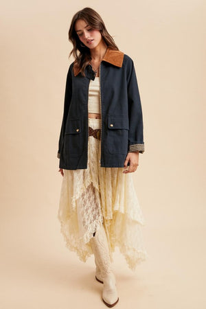 IN LOOM Women Jackets Corduroy Collared Cotton Chore Jacket