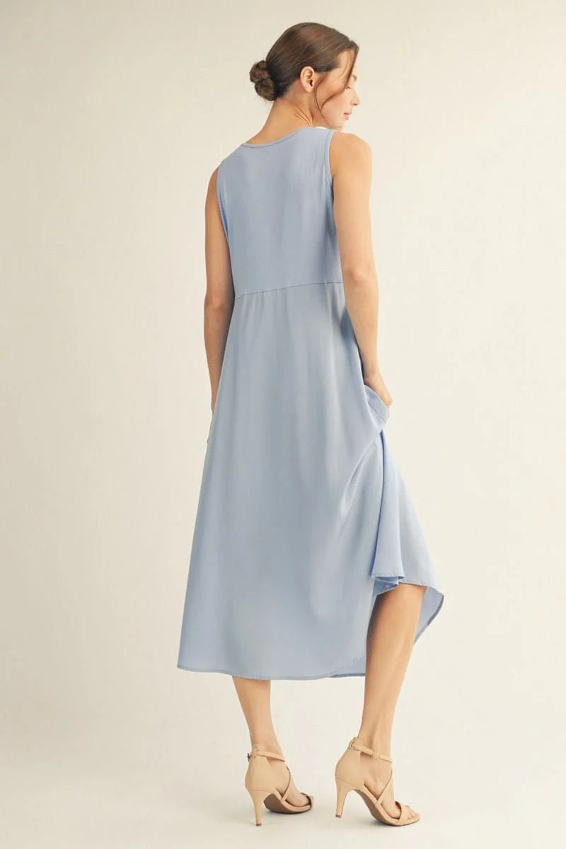 JODIFL Women's Dresses Front Pleat Detail Solid Mix Match Dress