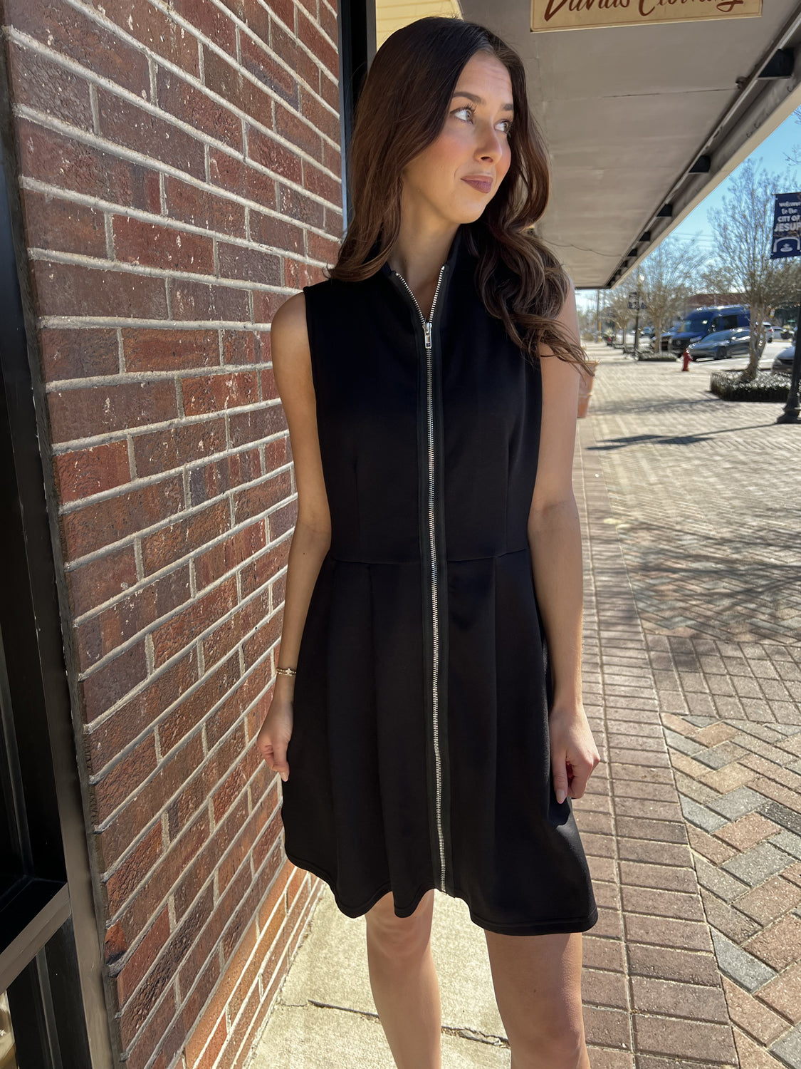 JODIFL Women's Dresses Sleeveless High Neck Front Zip up Casual Dress