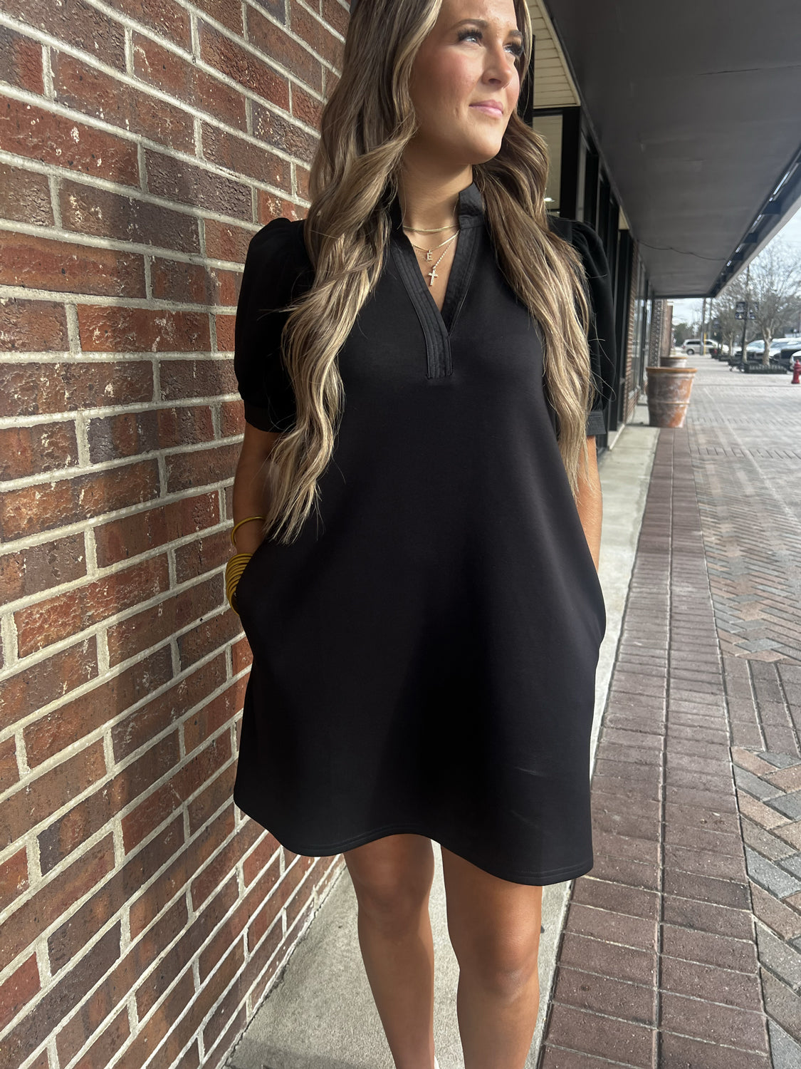 JODIFL Women's Dresses Standing Neckline Solid Shift Dress