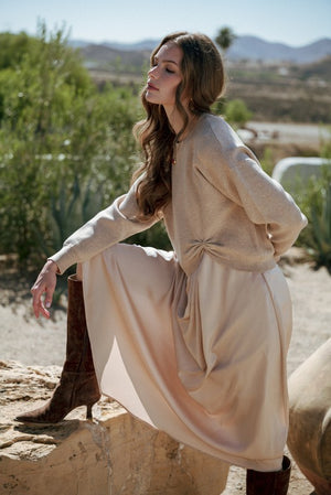 JODIFL Women's Sweaters Soft Textured Knotted Sweater Top