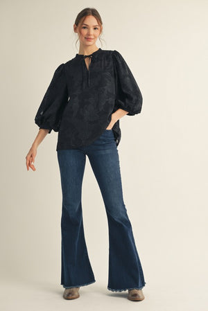 JODIFL Women's Top Floral Embroidered Peasant Top || David's Clothing