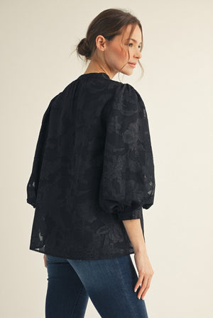 JODIFL Women's Top Floral Embroidered Peasant Top || David's Clothing