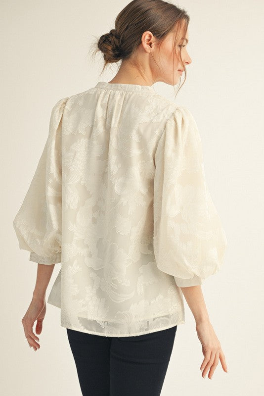 JODIFL Women's Top Floral Embroidered Peasant Top || David's Clothing