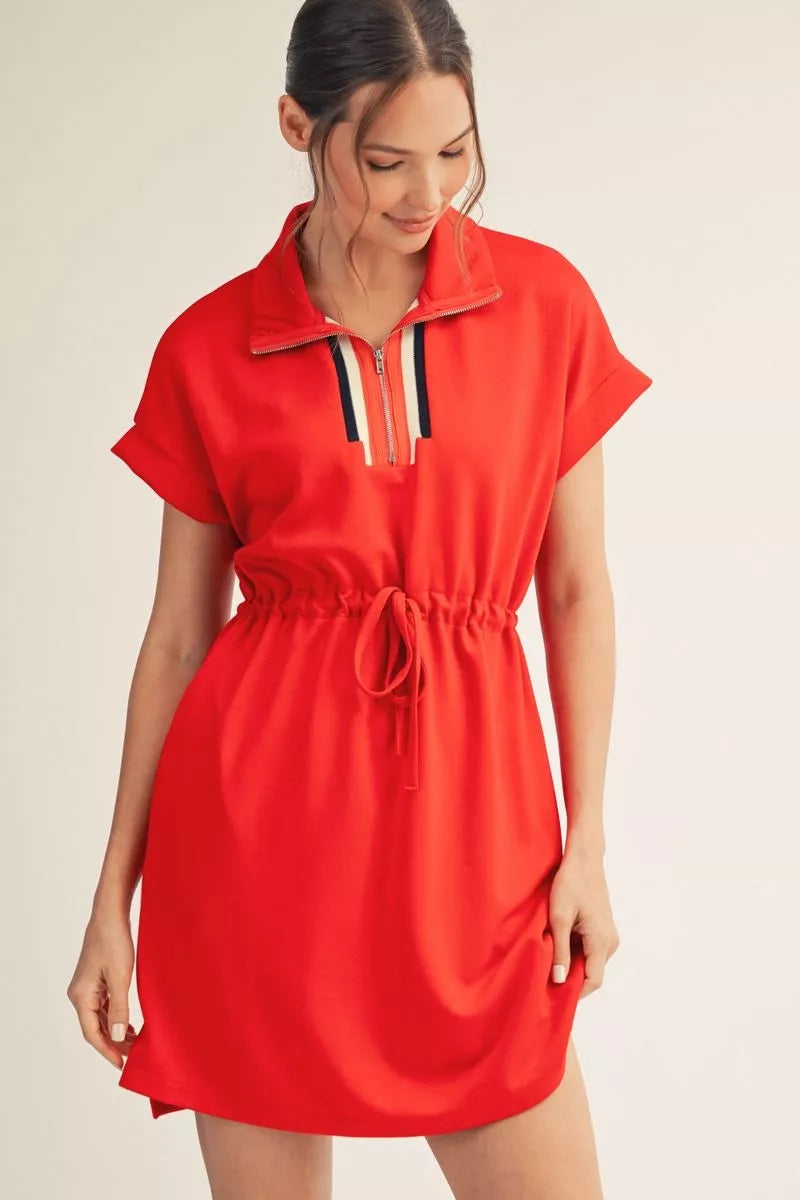 JODIFL Women's Top Stripe Detail Casual Scuba Dress