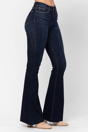 JUDY BLUE Women's Jeans Judy Blue High Waist Raw Hem Flare || David's Clothing