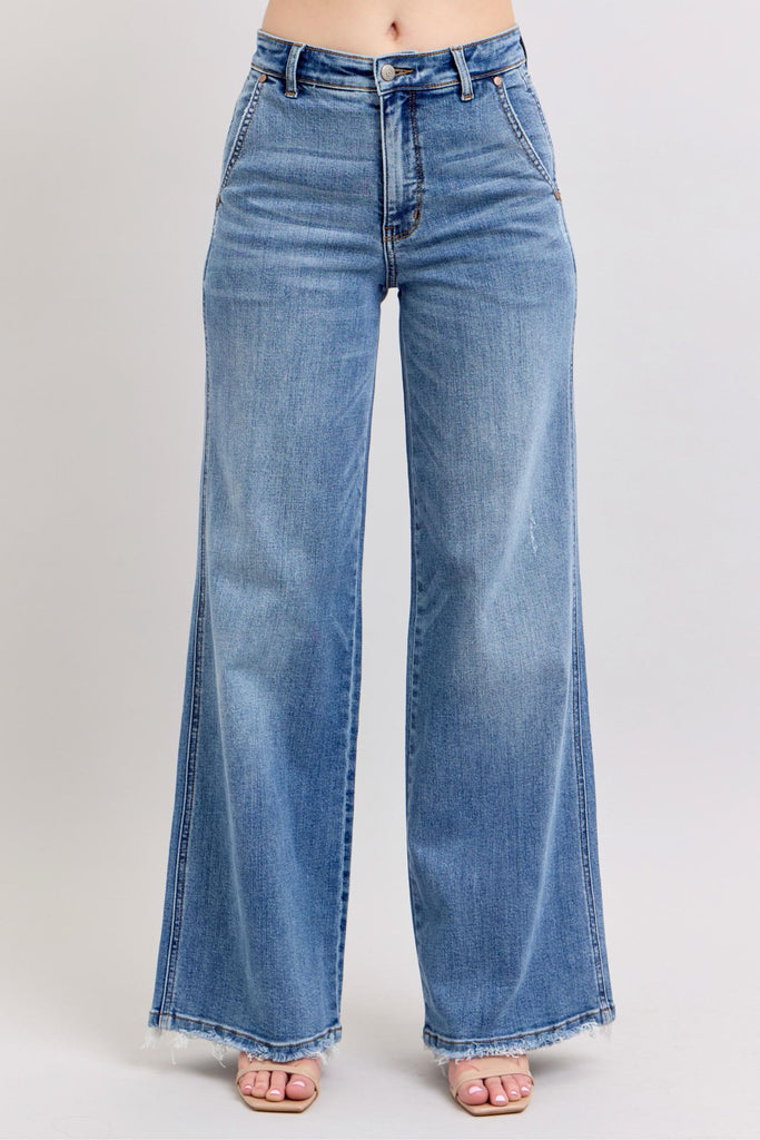 JUDY BLUE Women's Jeans Judy Blue High Waist Retro Wide Fit Jeans || David's Clothing