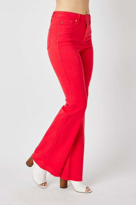 JUDY BLUE Women's Jeans Judy Blue HW Tummy Control Garment Dyed Flare || David's Clothing