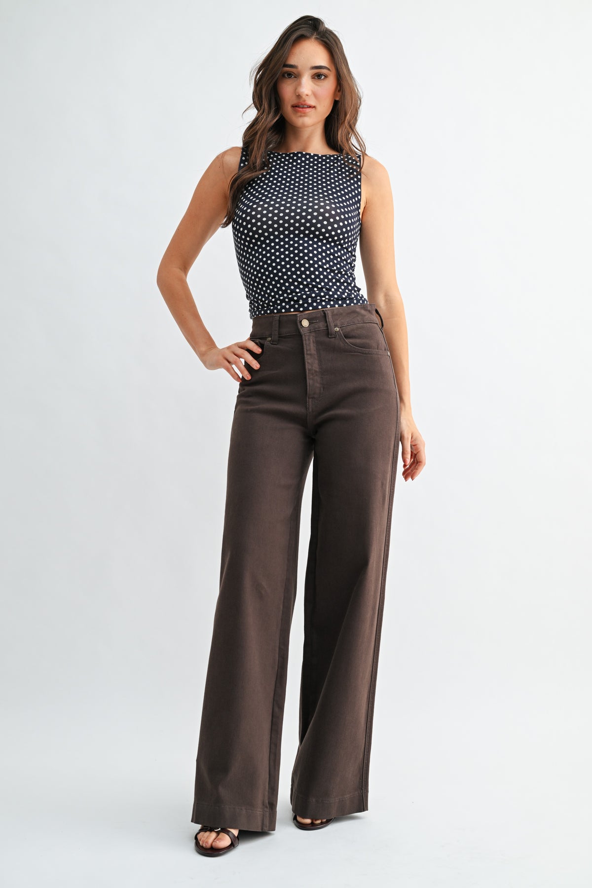 JUST BLACK DENIM Women's Jeans JBD High Rise Full Length Wide Leg