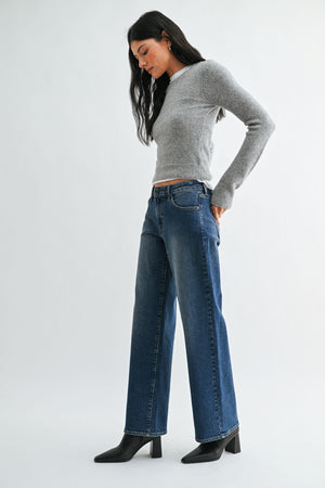 JUST BLACK DENIM Women's Jeans JBD Mid Rise Slim Wide Leg