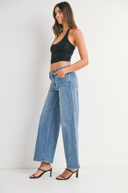 JUST BLACK DENIM Women's Jeans Seamed Wide Leg || David's Clothing