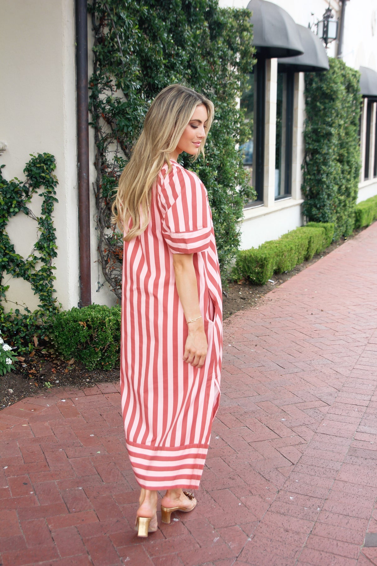 KARLIE CLOTHES Women's Dress Karlie V-Neck Stripe Maxi Dress