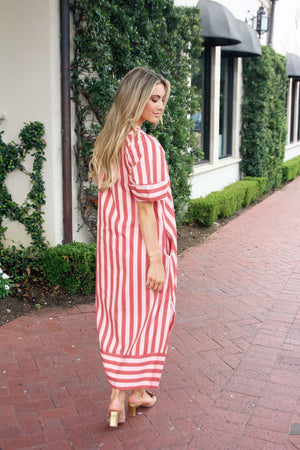 KARLIE CLOTHES Women's Dress Karlie V-Neck Stripe Maxi Dress