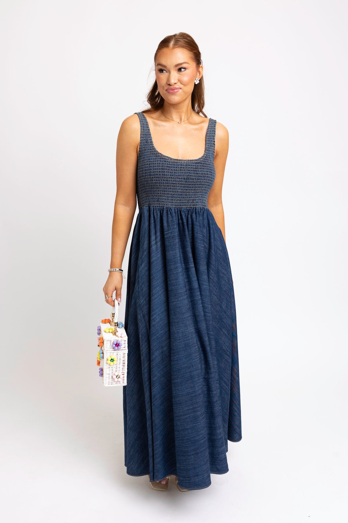 KARLIE CLOTHES Women's Dresses Karlie Denim Smock Tank Dress