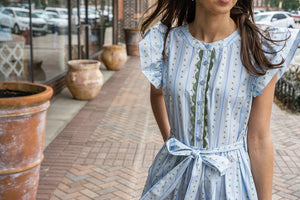 KARLIE CLOTHES Women's Dresses Karlie Floral Stripe Ric Rac Trim Maxi Dress