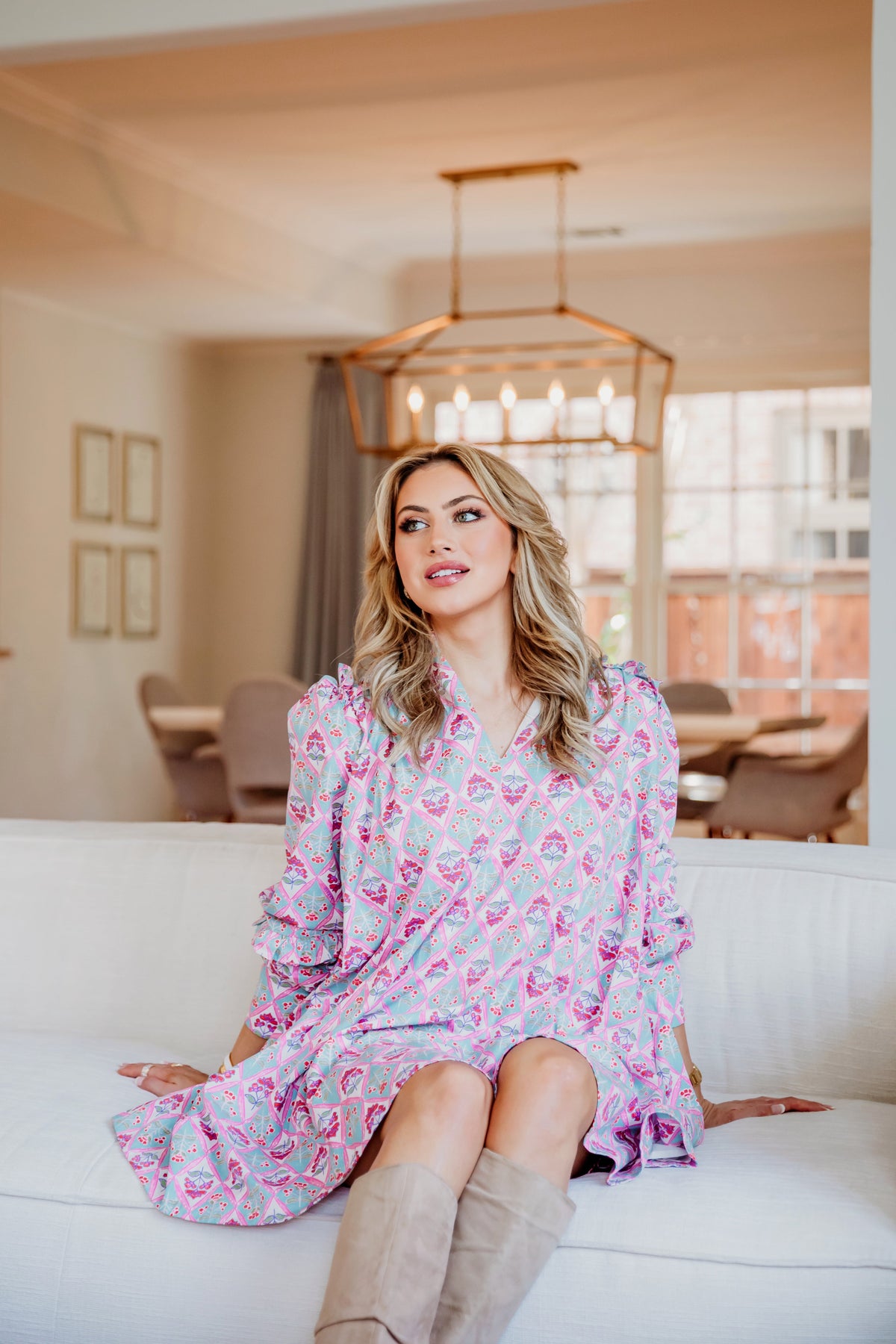 KARLIE CLOTHES Women's Dresses Karlie Paris Floral Vneck Ruffle Sleeve Dress