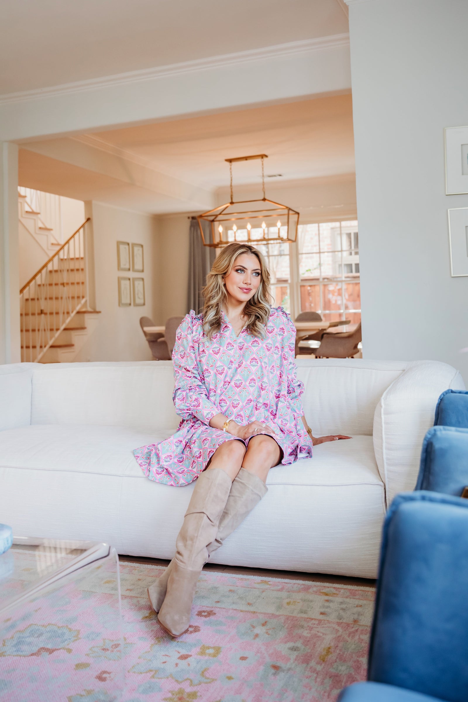 KARLIE CLOTHES Women's Dresses Karlie Paris Floral Vneck Ruffle Sleeve Dress